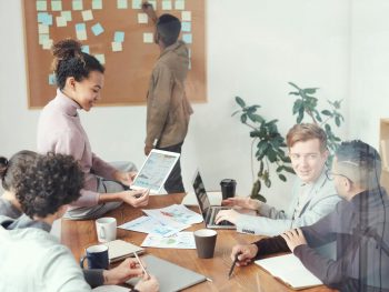 coworkers working together